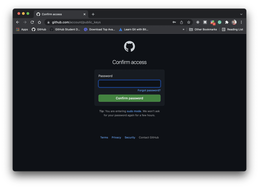 confirm password