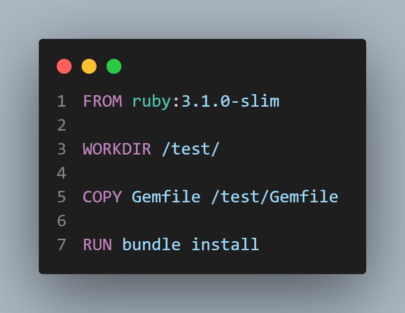Dockerfile for Ruby based system
