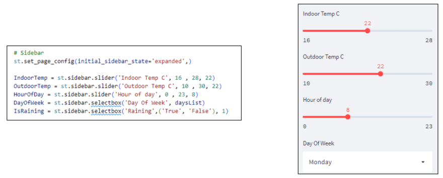 Web application — with inputs as slider controls