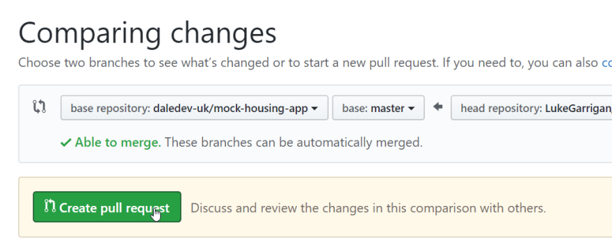 Make the pull request button