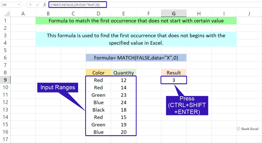 Find the occurrence that does not begin with specific value