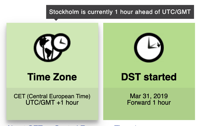 Stockholm's timezone
