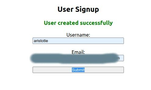 sample user registration