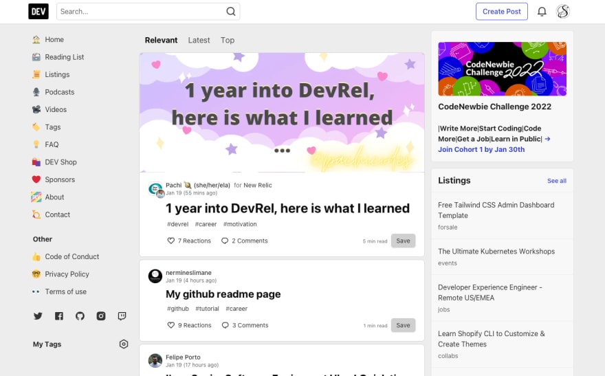 dev.to screenshot
