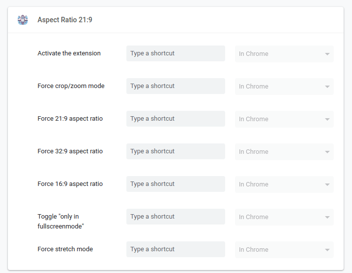 Aspect Ratio 21:9 - Shortcuts