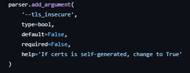 --tls-insecure argument