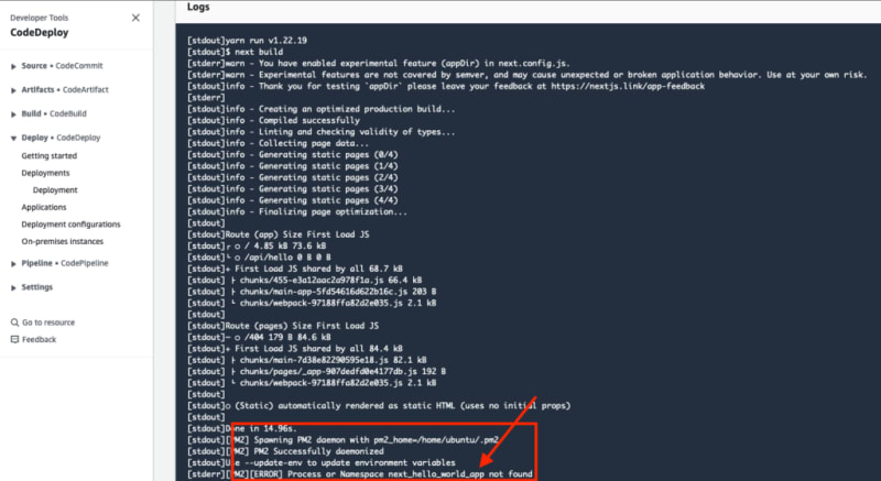 PM2 process or namespace not found an error