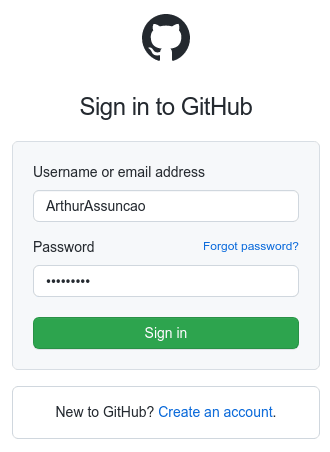Github - Página de login
