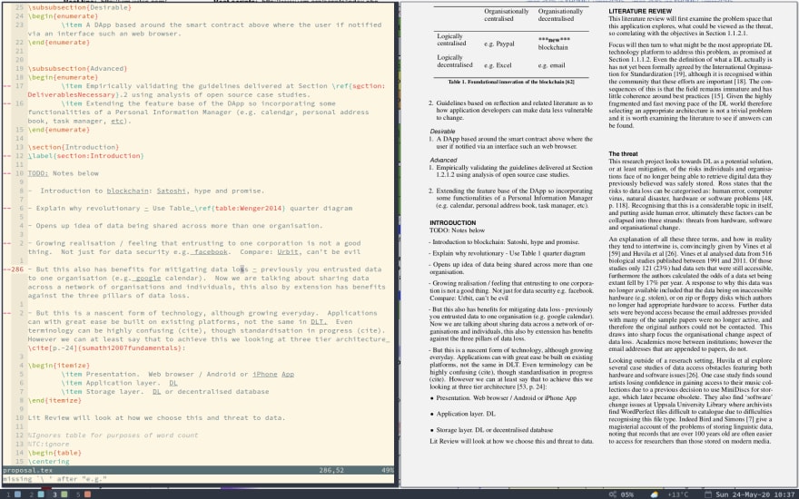 Neovim and Zathura side by side