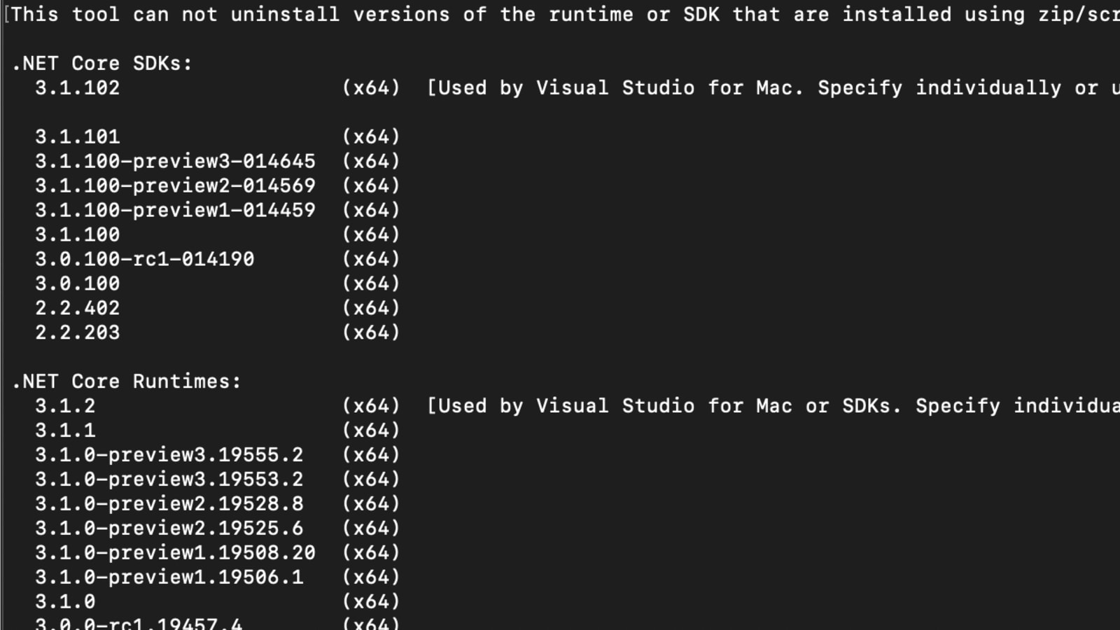 uninstall visual studio for mac