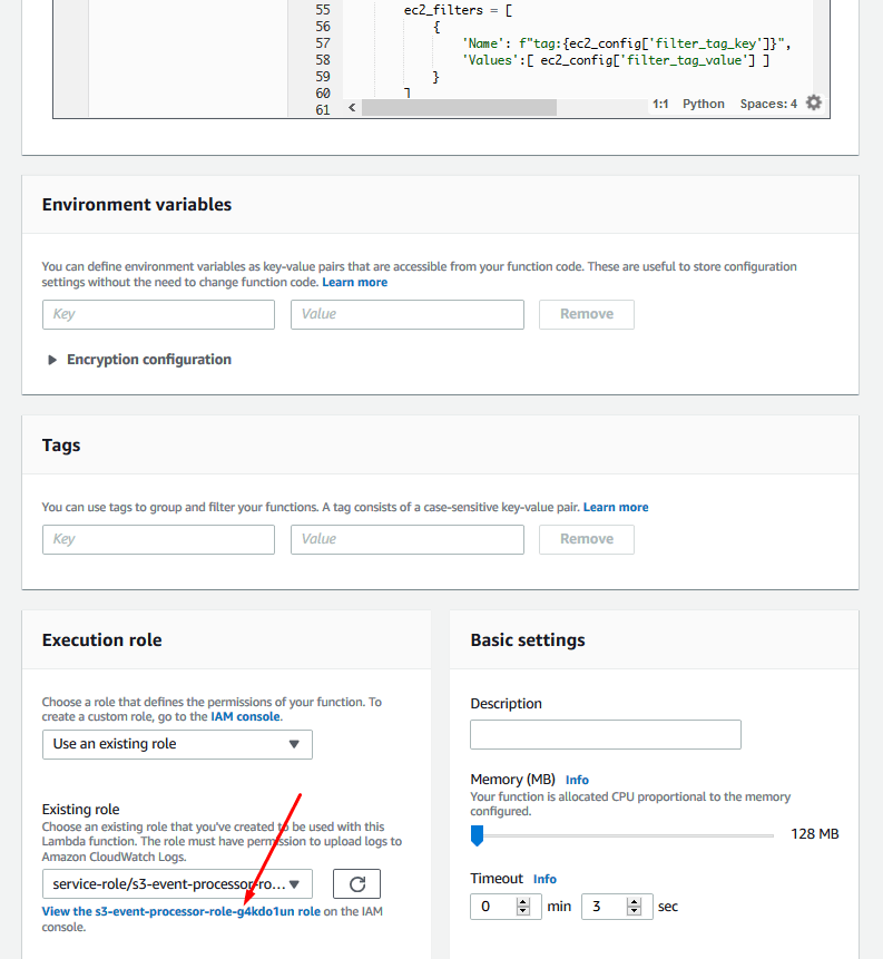 Edit Lambda Execution Role