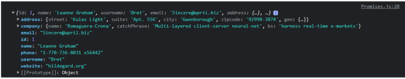 GET request response for single user