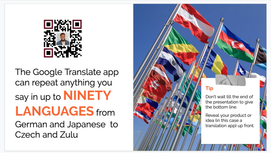Unique QR code embedded into a presentation slide