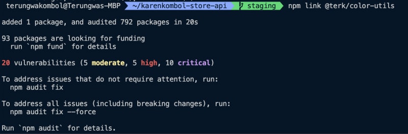 screenshot to show how the linked package is installed in an application