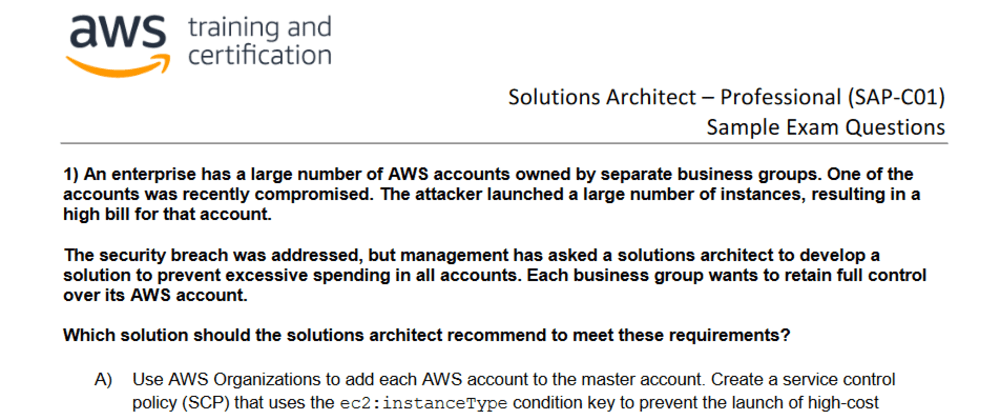 The practice test for the AWS Certified Solutions ...