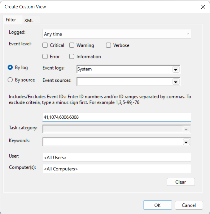 Filter Window for Custom View