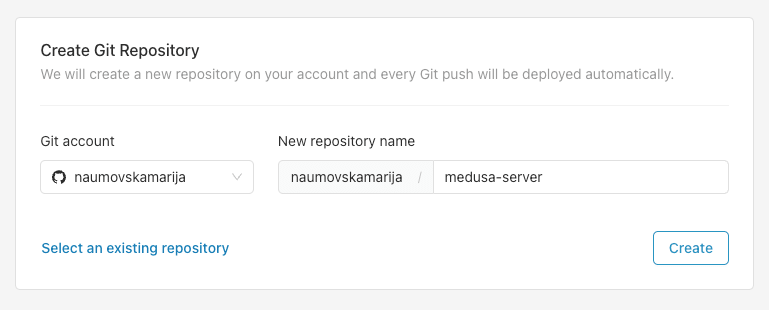 Create Git repository in Microtica