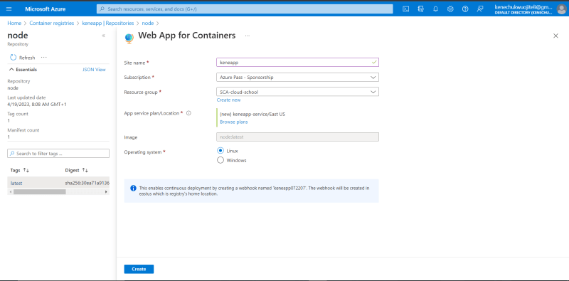 App service details
