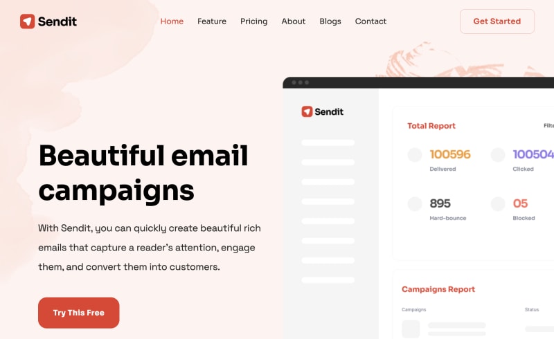 Sendit theme screenshot on CloudCannon