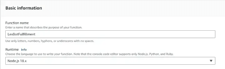 Create lambda function