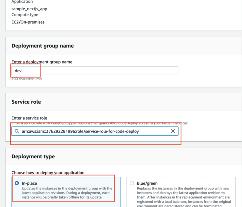 Create CodeDeploy Deployment group
