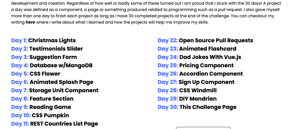 30 Days of Questions