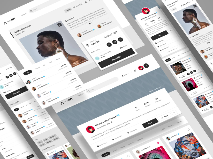 by [Mohammad Reza Farahzad](https://dribbble.com/shots/18143907-NFT-Website-Page-Light)