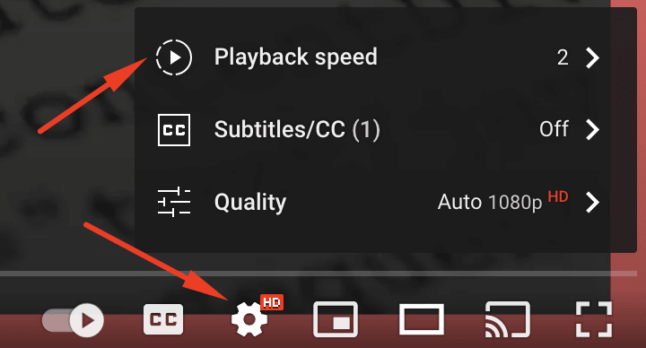 Youtube - change playback speed