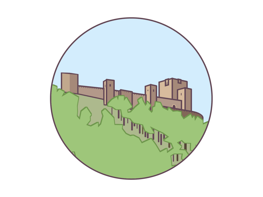 Illustration of the castle in Jaen, Spain