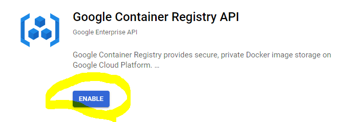 Enable the GCP Container Registry API