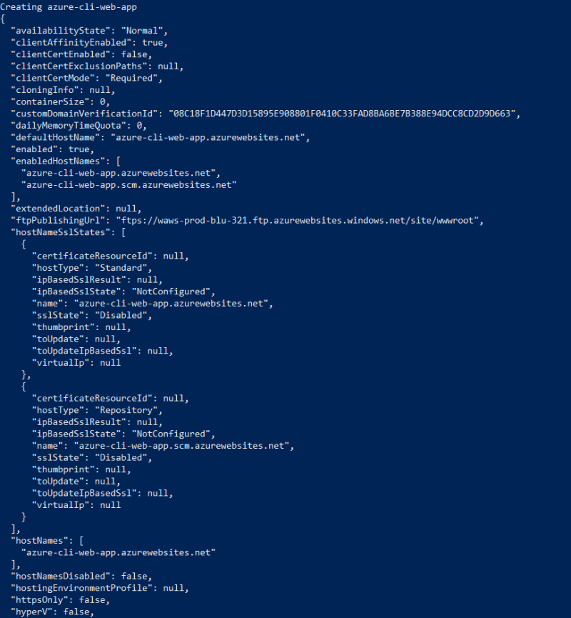 Web app output