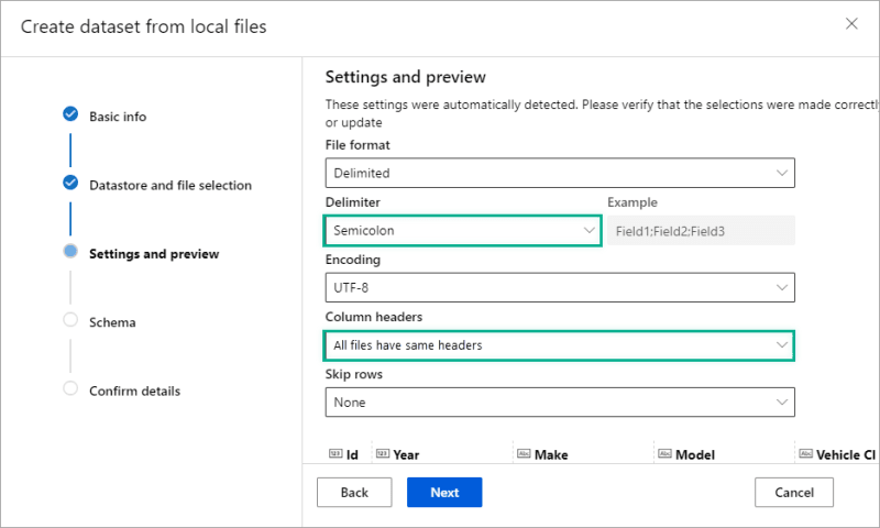 Create a dataset from local files