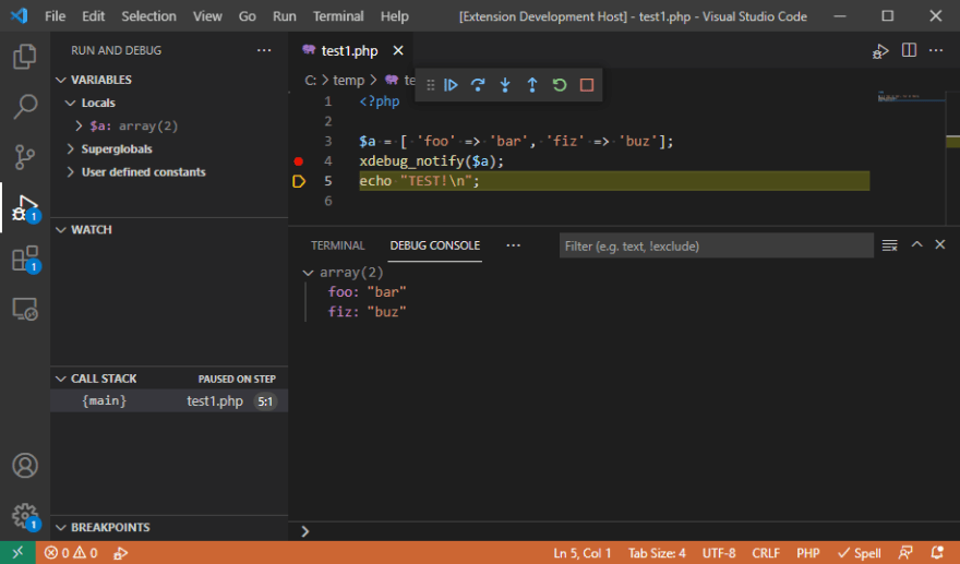xdebug_notify