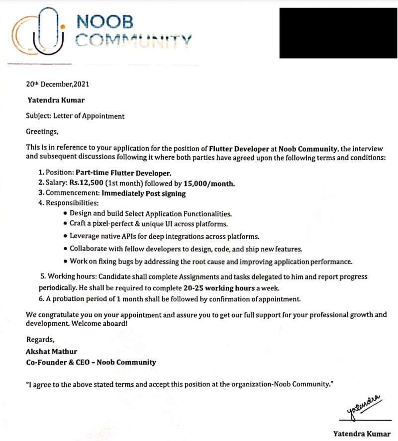 Internship Certificate