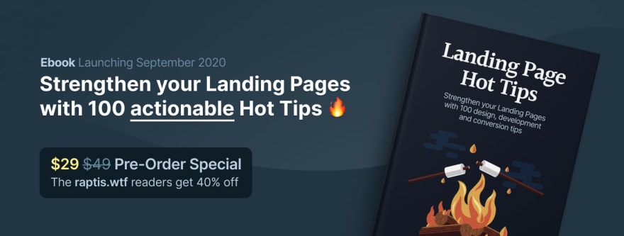Promo banner for the Landing page tips ebook