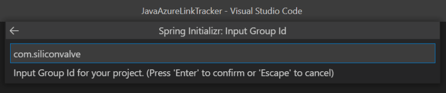 Set Input Group ID in VS Code.