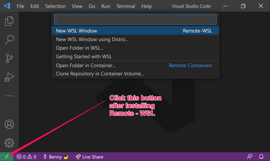 wsl visual studio code install