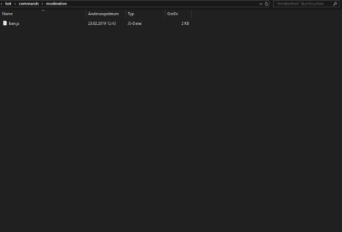 In this case we are in the moderation module (folder) and that’s the place where you have to create the command