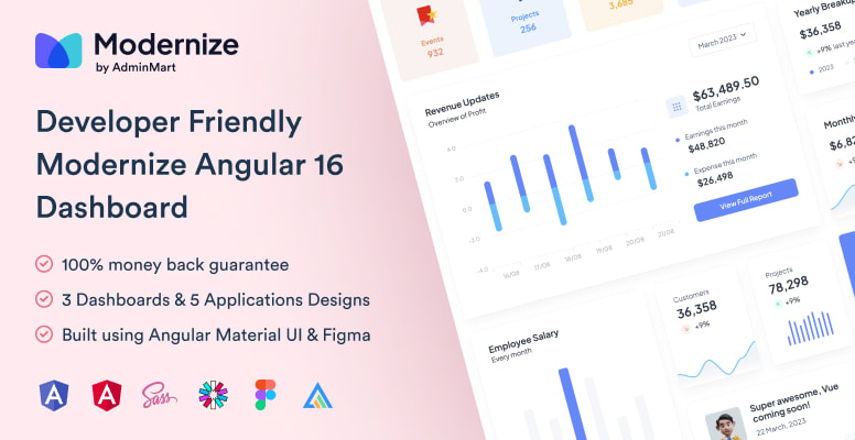 Modernize Angular 16 Material Dashboard