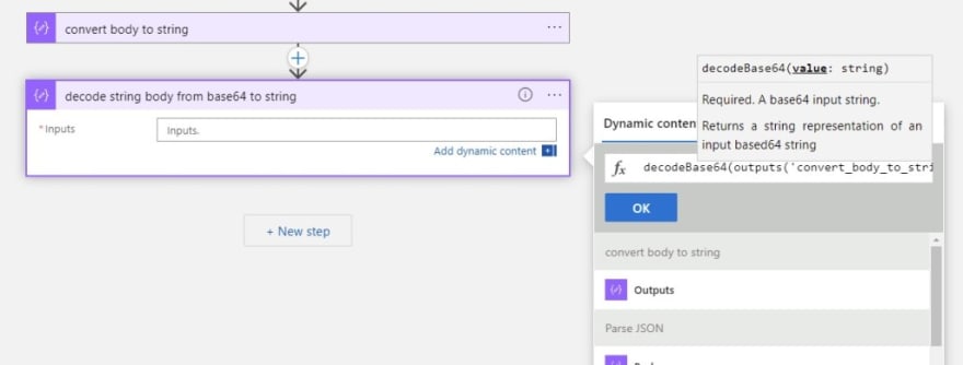 Compose decode string from base64