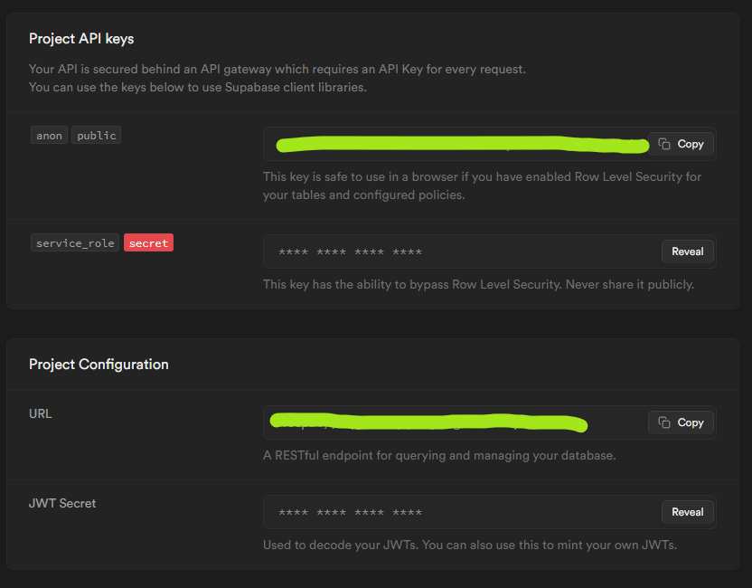 Project API keys