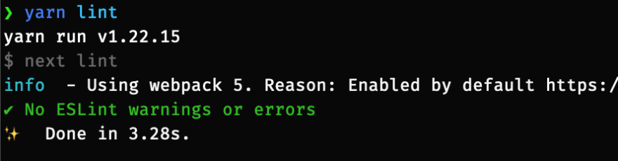 No ESLint warnings or errors