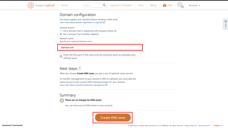 Enter domain name