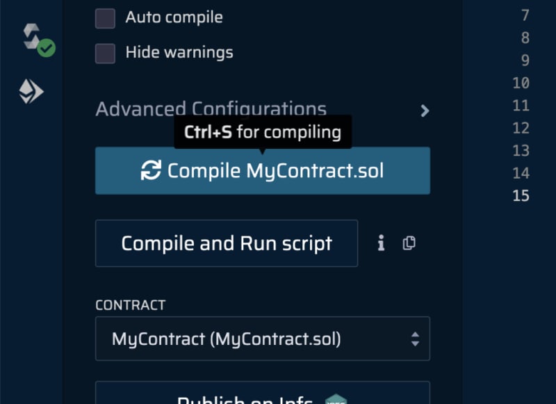 remix ide compile smart contract