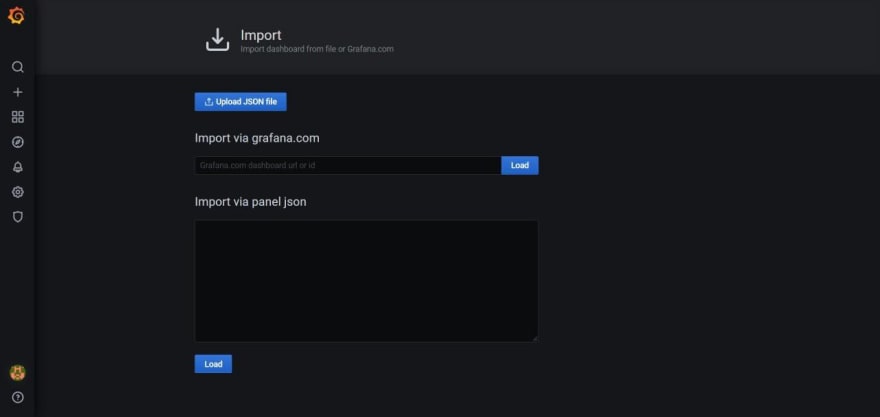 Import a dashboard JSON file