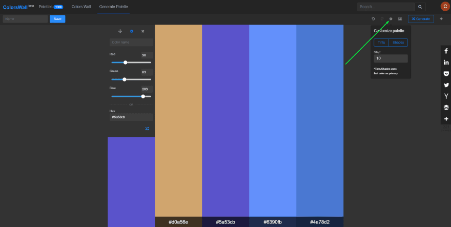 Customize palette