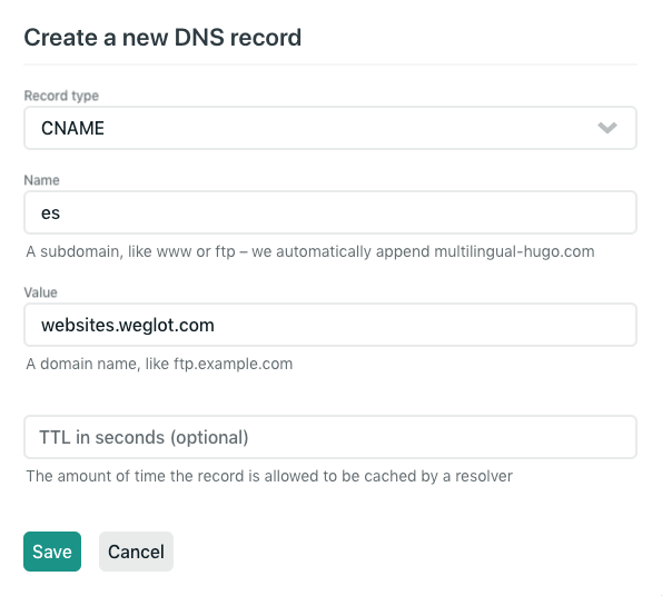 DNS setup