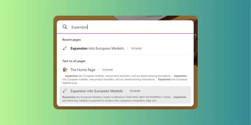 Detail of the results when searching for “Expansion”