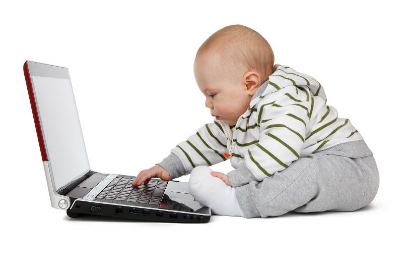 baby using a computer