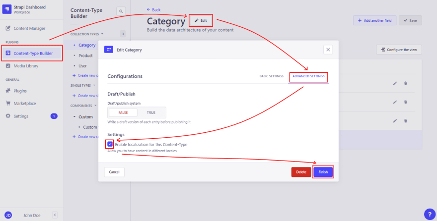 Enable Localization for the Content-Type